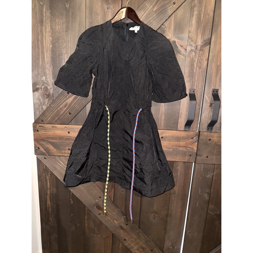 Proenza Schouler Black Mini Dress with Multicolor Belt